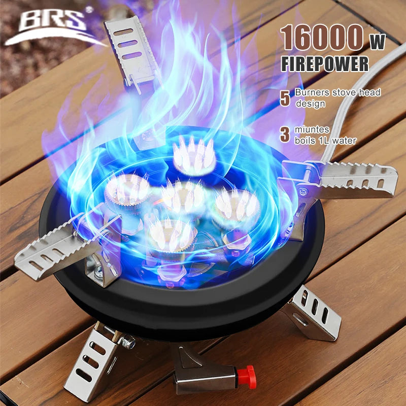 Survival Kit - BRS-201A Portable Camping Gas Stove – 16000W High-Pressure Butane/Propane Burner with Piezo Ignition, Foldable Outdoor Emergency Cooker