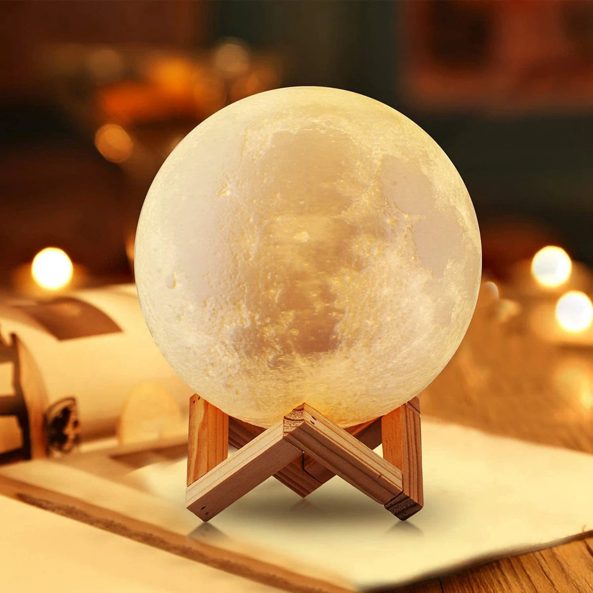 🌙 8cm Moon Lamp – LED Night Light with Stand | Battery Powered Starry Lamp for Bedroom & Kids Gift