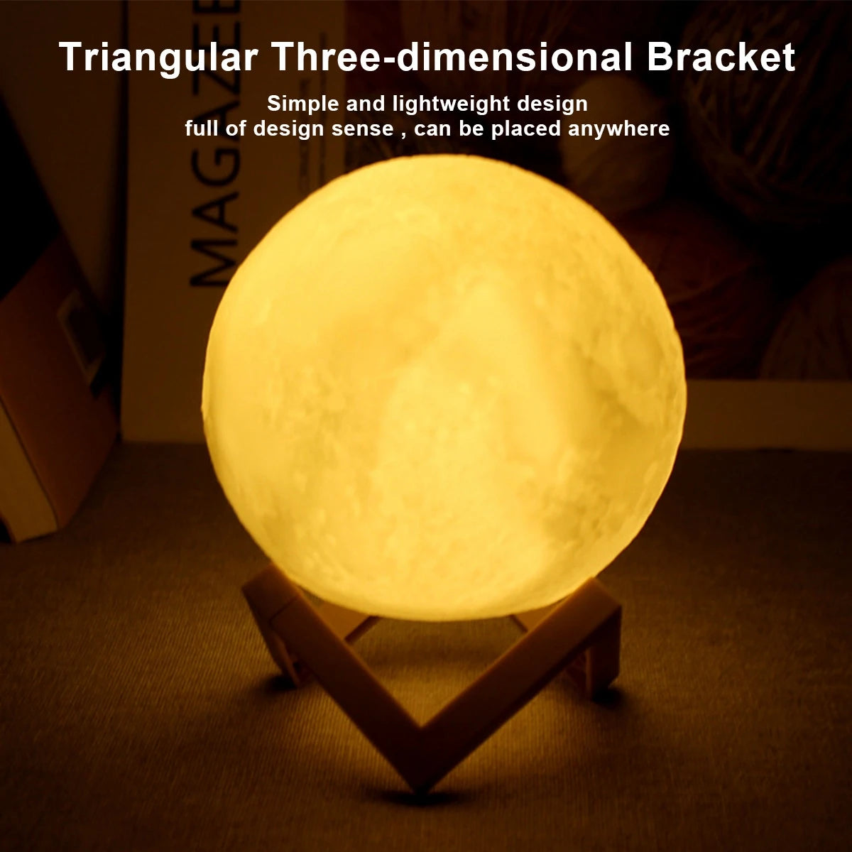 🌙 8cm Moon Lamp – LED Night Light with Stand | Battery Powered Starry Lamp for Bedroom & Kids Gift