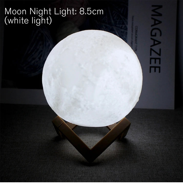 🌙 8cm Moon Lamp – LED Night Light with Stand | Battery Powered Starry Lamp for Bedroom & Kids Gift
