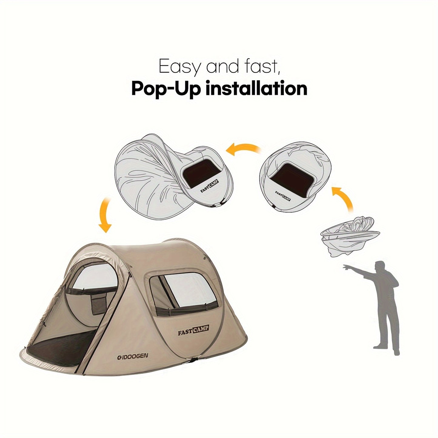 🏕️ 2-Person Pop Up Tent – Waterproof, Easy Setup, Instant Camping Tent with Two Doors & Mesh Windows