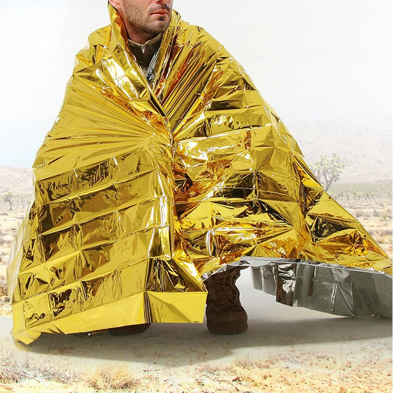 🛡️ Survival  Kit - Emergency Thermal Blanket – Waterproof & Windproof Foil Survival Blanket for First Aid, Camping, Hiking & Outdoor Rescue
