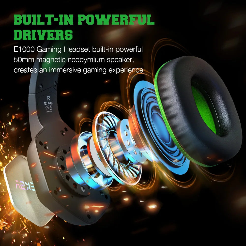 Gaming Headphones EKSA E1000 7.1 Surround Sound RGB Wired USB Headset with Noise Cancelling Mic – Compatible with PC, PS4, PS5