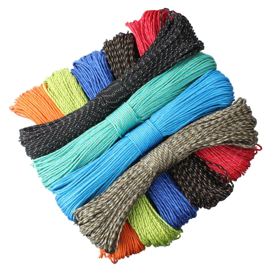 Survival Kit - 2mm Reflective Parachute Cord by CAMPINGSKY – 3-Strand Survival Rope for Camping, Hiking, Tent & Outdoor Utility