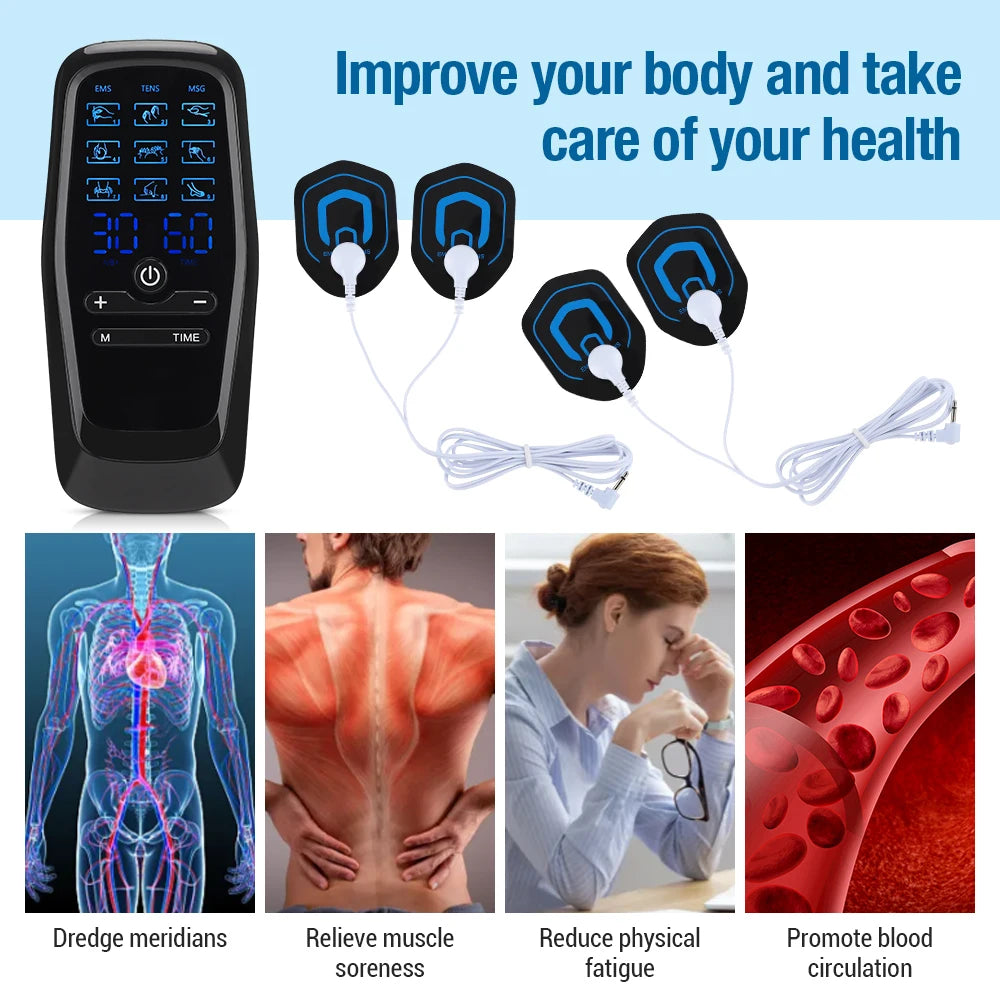 🩺 TENS & EMS Muscle Stimulator – Digital Physiotherapy Device 💆 Electric Acupuncture Massager | Slimming & Body Therapy Machine | Electro Stimulator