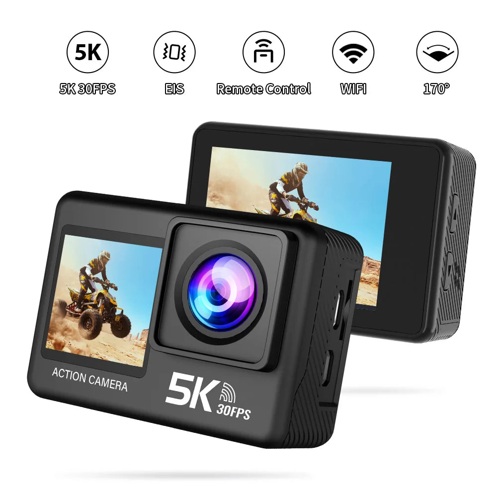 📷 5K Action Camera | 4K60FPS | 🖥️ 2.0" Touch Screen | 🌐 Wi-Fi | 🔭 170° Wide Angle | 💧 30M Waterproof | 🏍️ Helmet Sports Video Recorder