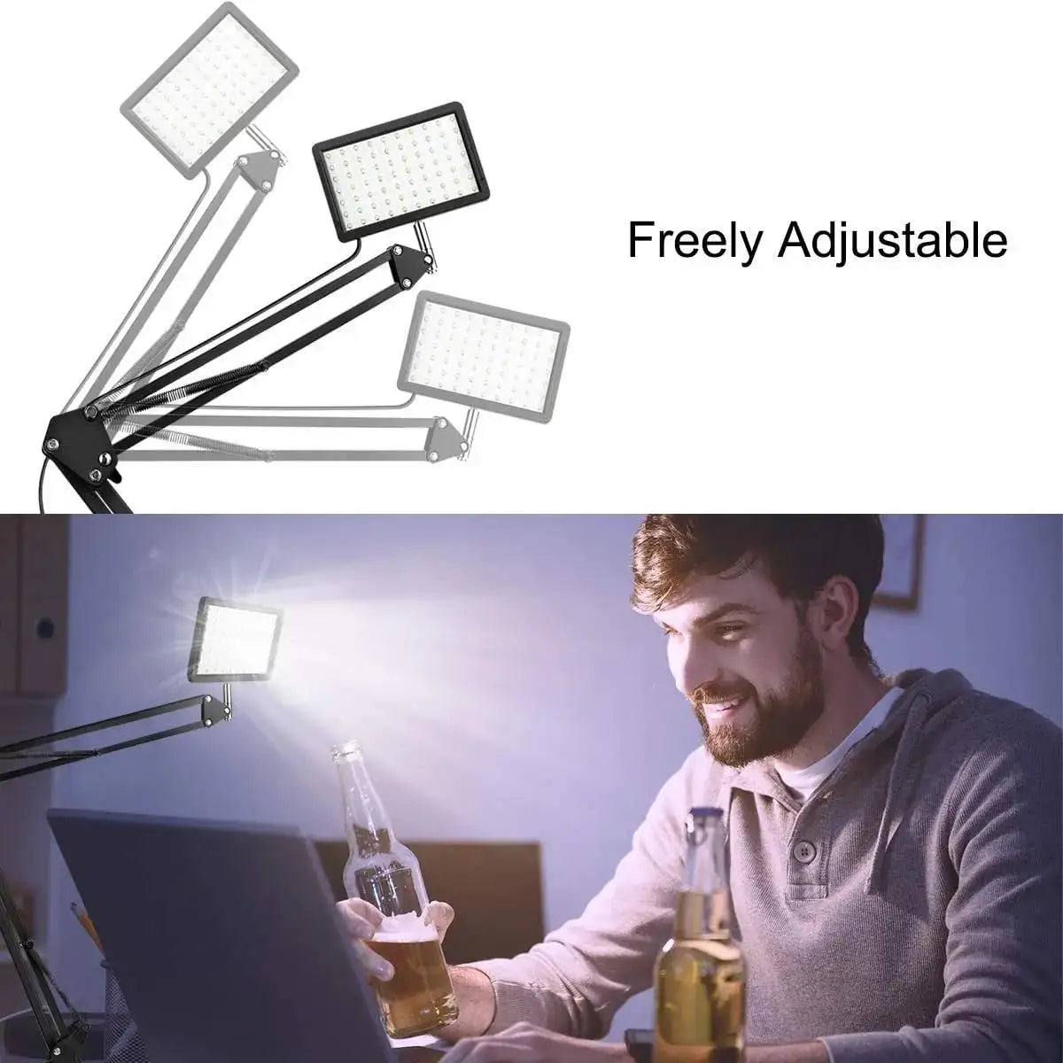 💡 LED Photography Light with Scissor Arm Stand – Selfie & Conference Lamp for Zoom, YouTube, Live Streaming, Photo Studio