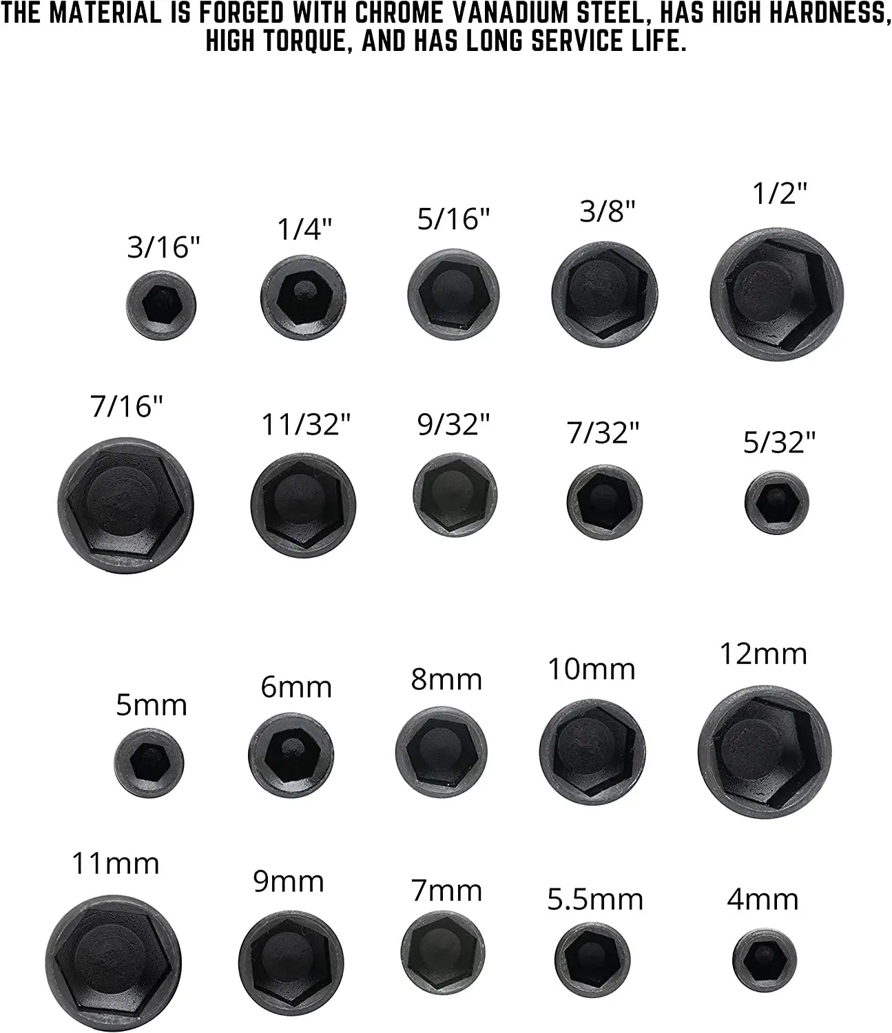 🔩 9PCS Hex Socket Nut Driver Set (5mm–13mm) Multi-Size Sleeve Nozzles | Durable Chrome Vanadium Steel | Universal Fit for Power Tools