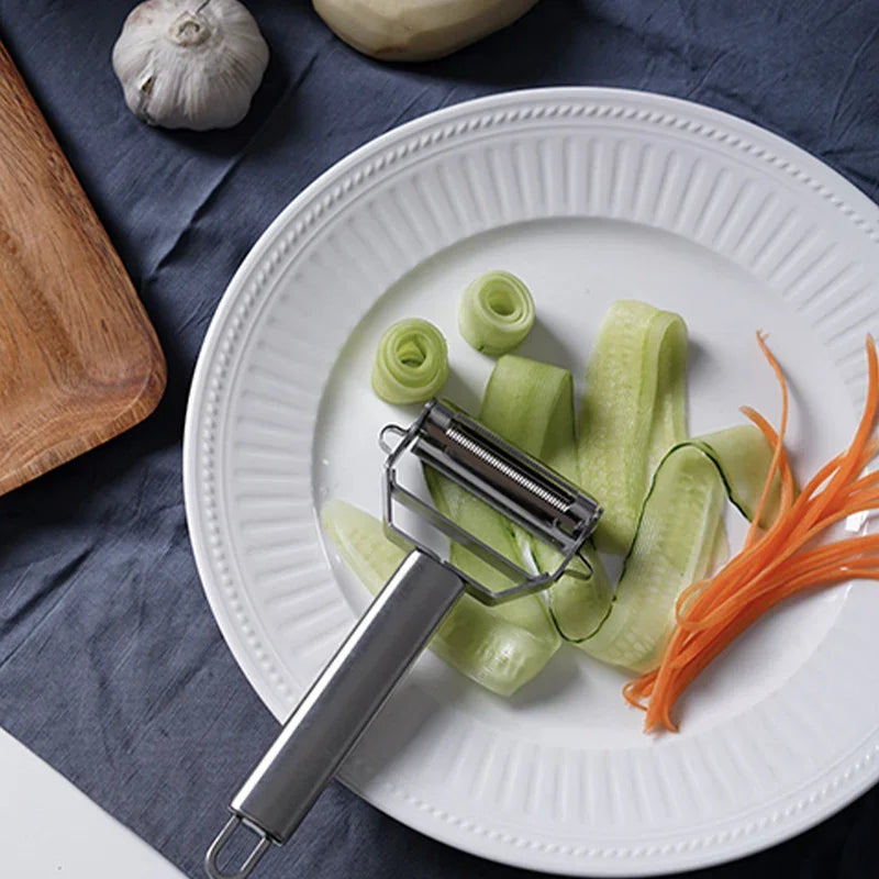 🥕 Multifunctional Stainless Steel Kitchen Peeler – Durable 2-in-1 Vegetable & Fruit Slicer, Julienne Grater for Potato, Carrot & Cucumber