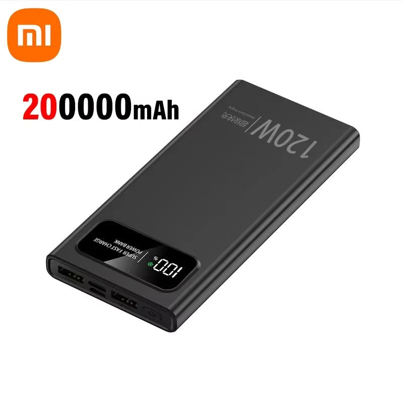 🔋 Xiaomi 200,000mAh Power Bank – 120W Super Fast Charging with Digital Display | High-Capacity Portable Battery for iPhone, Samsung & Huawei