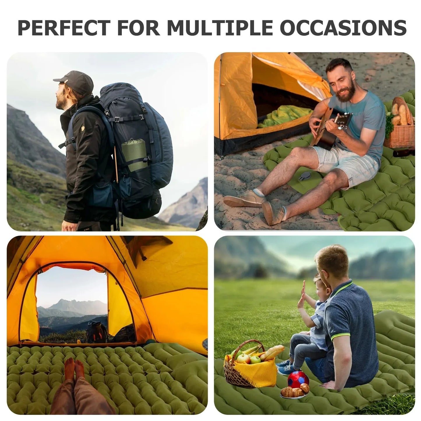 Survival Kit -WESTTUNE Outdoor Inflatable Sleeping Pad with Integrated Pillow and Pump – Lightweight and Thick Camping Mat