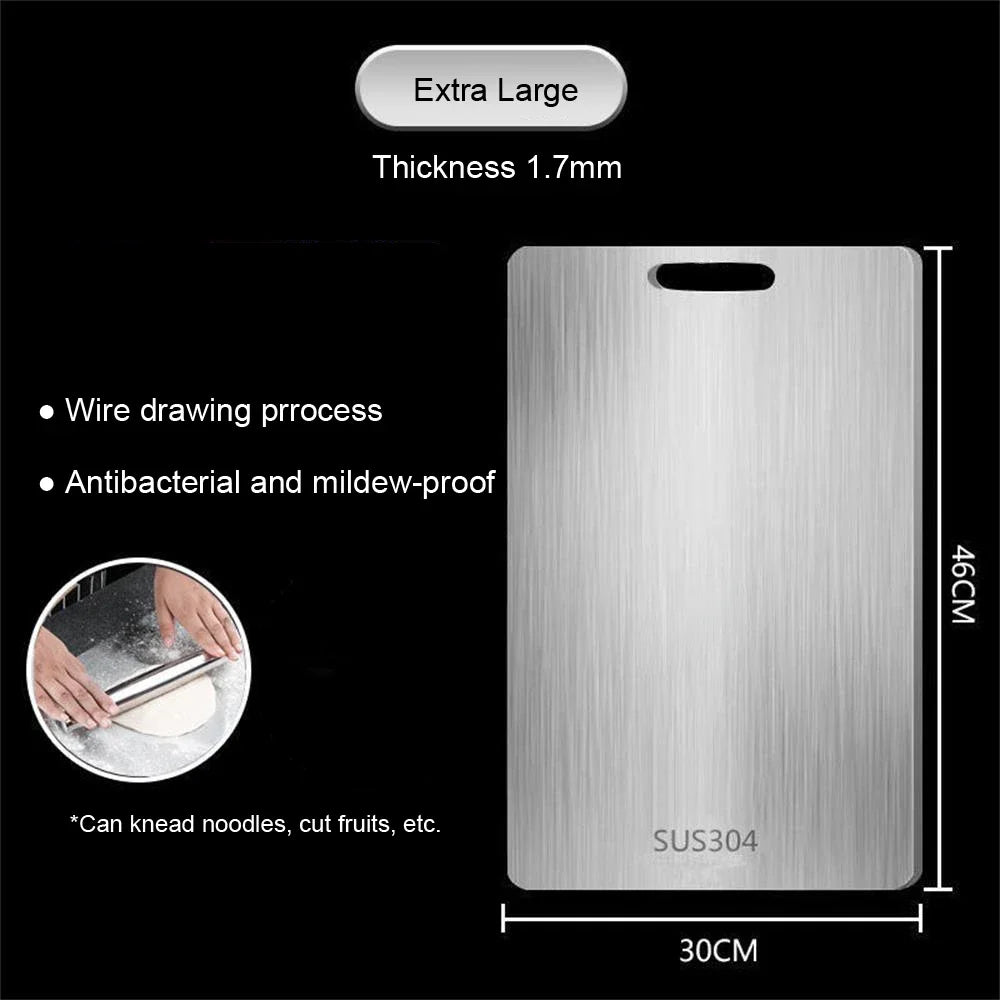 🔪 Stainless Steel Double-Sided Cutting Board – Thickened Kitchen Chopping Board for Kneading Dough, Slicing & Food Prep