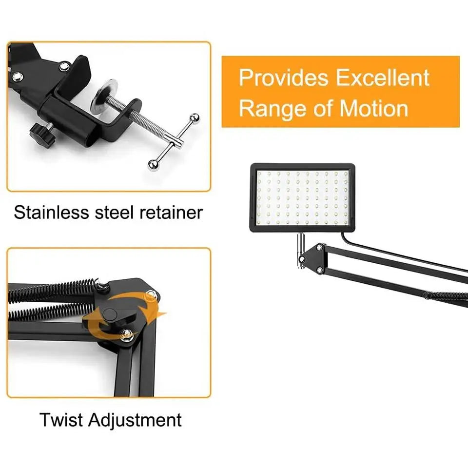 💡 LED Photography Light with Scissor Arm Stand – Selfie & Conference Lamp for Zoom, YouTube, Live Streaming, Photo Studio