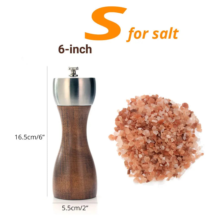 🧂 Leeseph Premium Beech Wood Pepper Mill – Salt & Pepper Grinder with Precision Carbon Steel Rotor for Peppercorn, Sea Salt & Spices