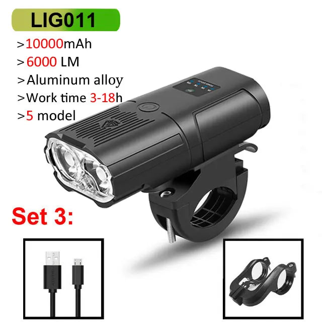 🚴‍♀️ NEWBOLER Smart Bicycle Light – 6000 Lumens, 10000mAh, Waterproof, USB Rechargeable