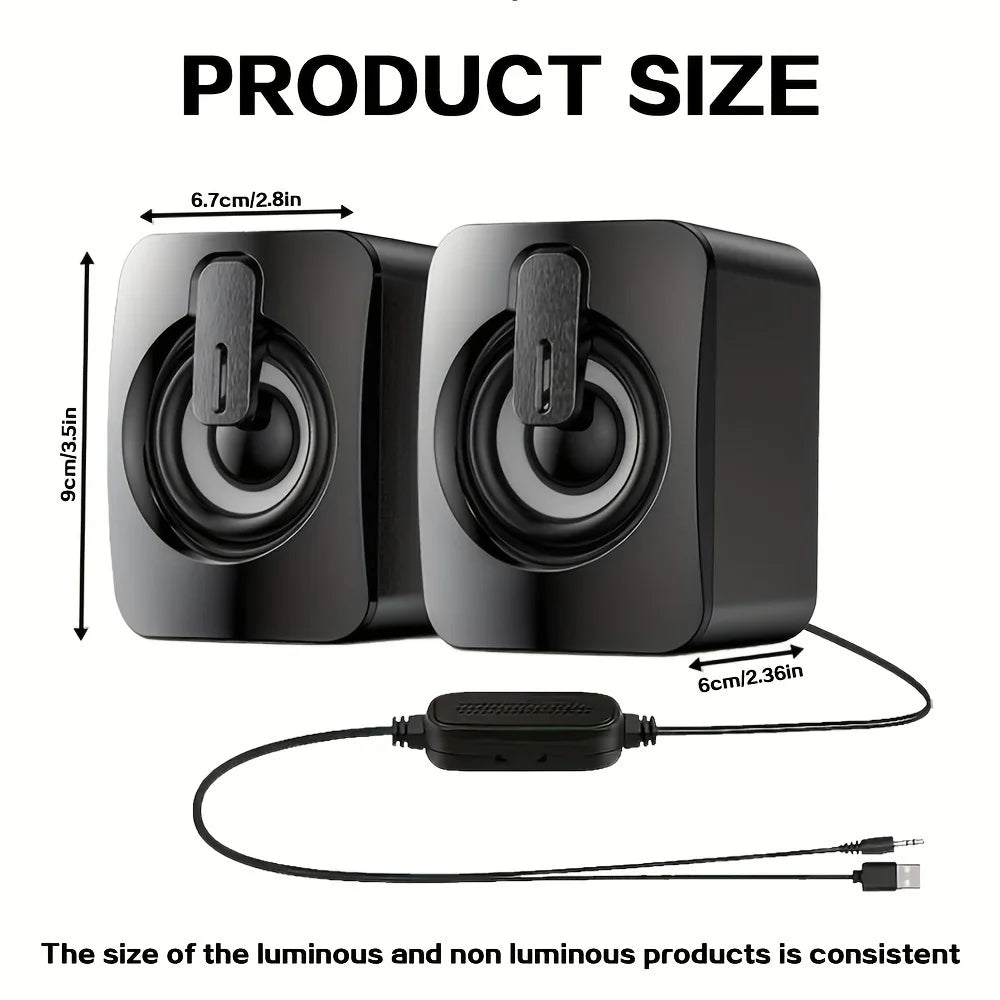 🔊 HiFi Stereo USB Wired Computer Speakers with LED Light & Built-in Microphone – PC Desktop Sound Box