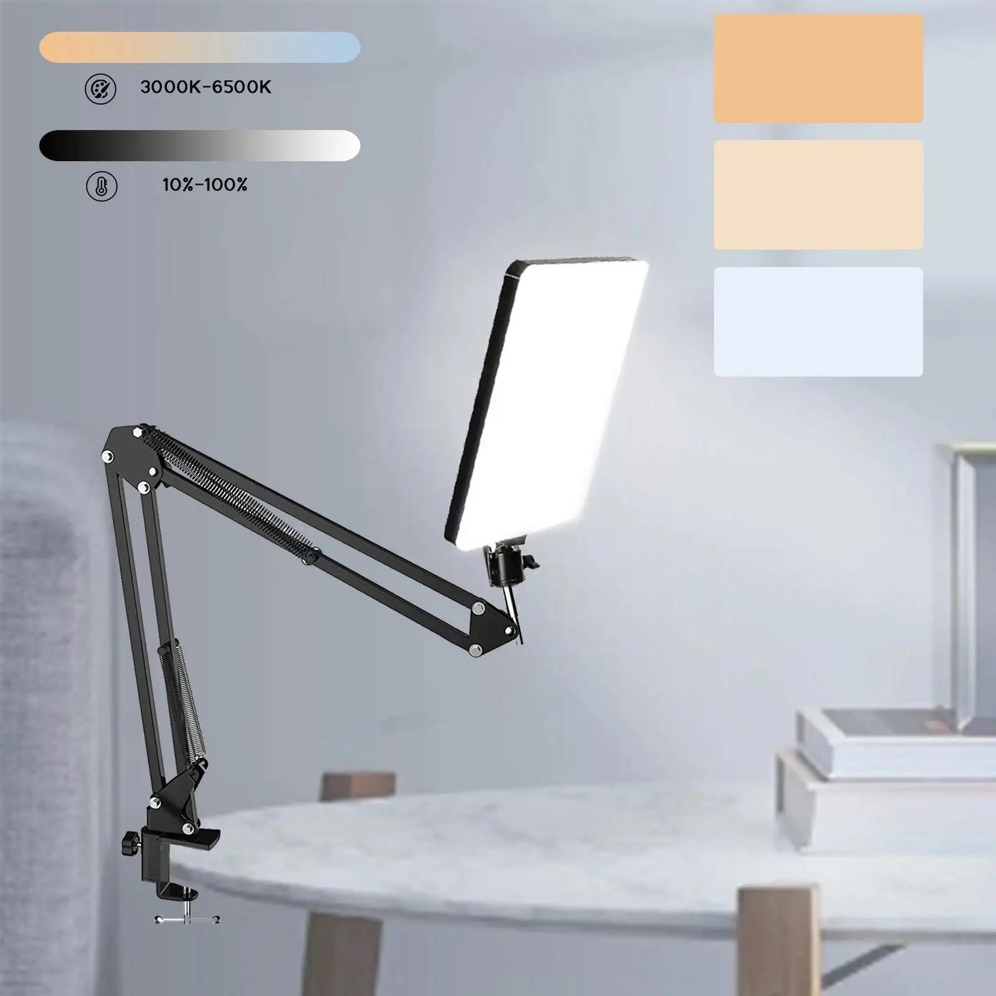 💡 LED Photography Light with Scissor Arm Stand – Selfie & Conference Lamp for Zoom, YouTube, Live Streaming, Photo Studio