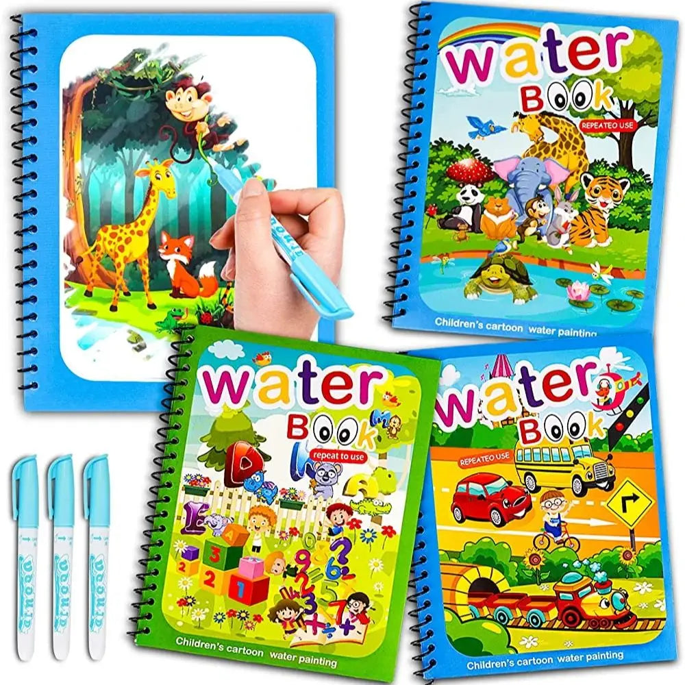 📚✨ Magic Water Drawing Book – Reusable Montessori Sensory Toy