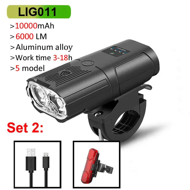 🚴‍♀️ NEWBOLER Smart Bicycle Light – 6000 Lumens, 10000mAh, Waterproof, USB Rechargeable