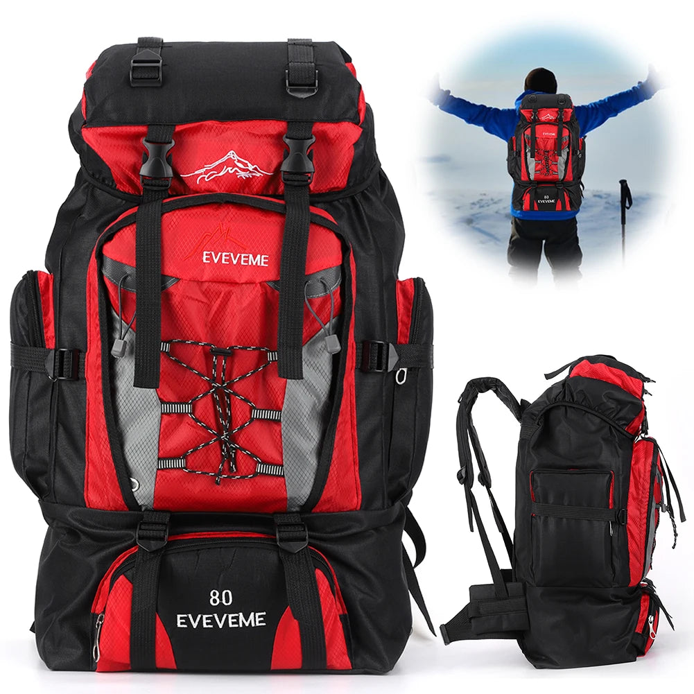 Survival Kit - 80L Outdoor Hiking Backpack for Men – Waterproof Travel Rucksack, Large Capacity Camping & Trekking Bag for Mountaineering and Sports