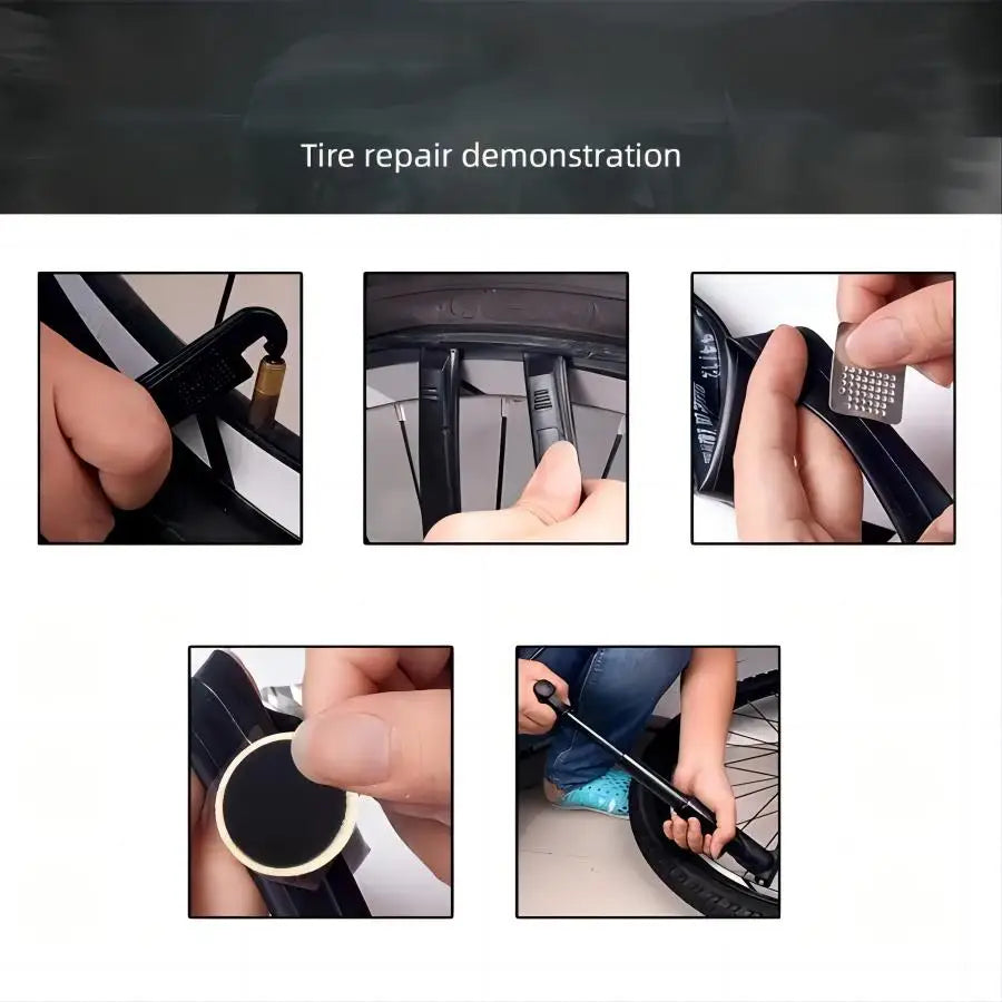 🚴‍♂️🔧 Bike Tire Repair Kit – Patches, Tire Film, Grinding Tool & Crowbar