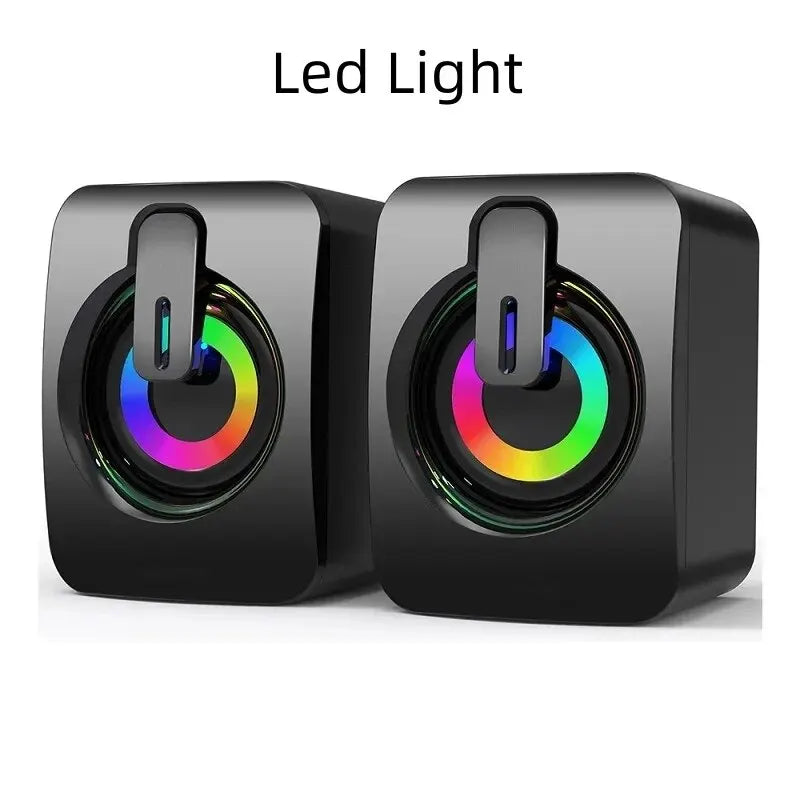 🔊 HiFi Stereo USB Wired Computer Speakers with LED Light & Built-in Microphone – PC Desktop Sound Box