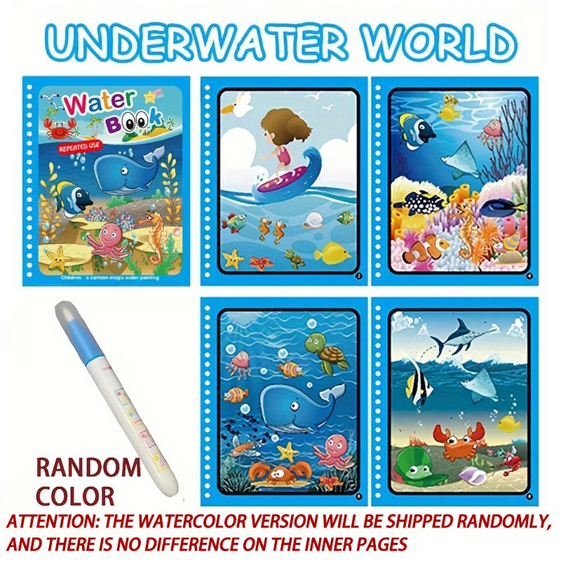 📚✨ Magic Water Drawing Book – Reusable Montessori Sensory Toy