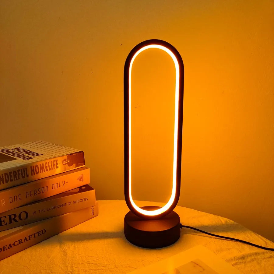 💡 1PC LED Ring Lamp – 3-Color Dimmable Bedside & Living Room Night Light