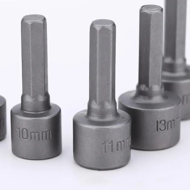 🔩 9PCS Hex Socket Nut Driver Set (5mm–13mm) Multi-Size Sleeve Nozzles | Durable Chrome Vanadium Steel | Universal Fit for Power Tools