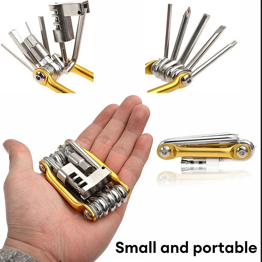 🔧 11-in-1 Bicycle Repair Tool Kit — Mountain Bike Wrench, Screwdriver, Chain Breaker, Hex Key & Spoke Multifunction Cycling Tool Set 🚴‍♂️