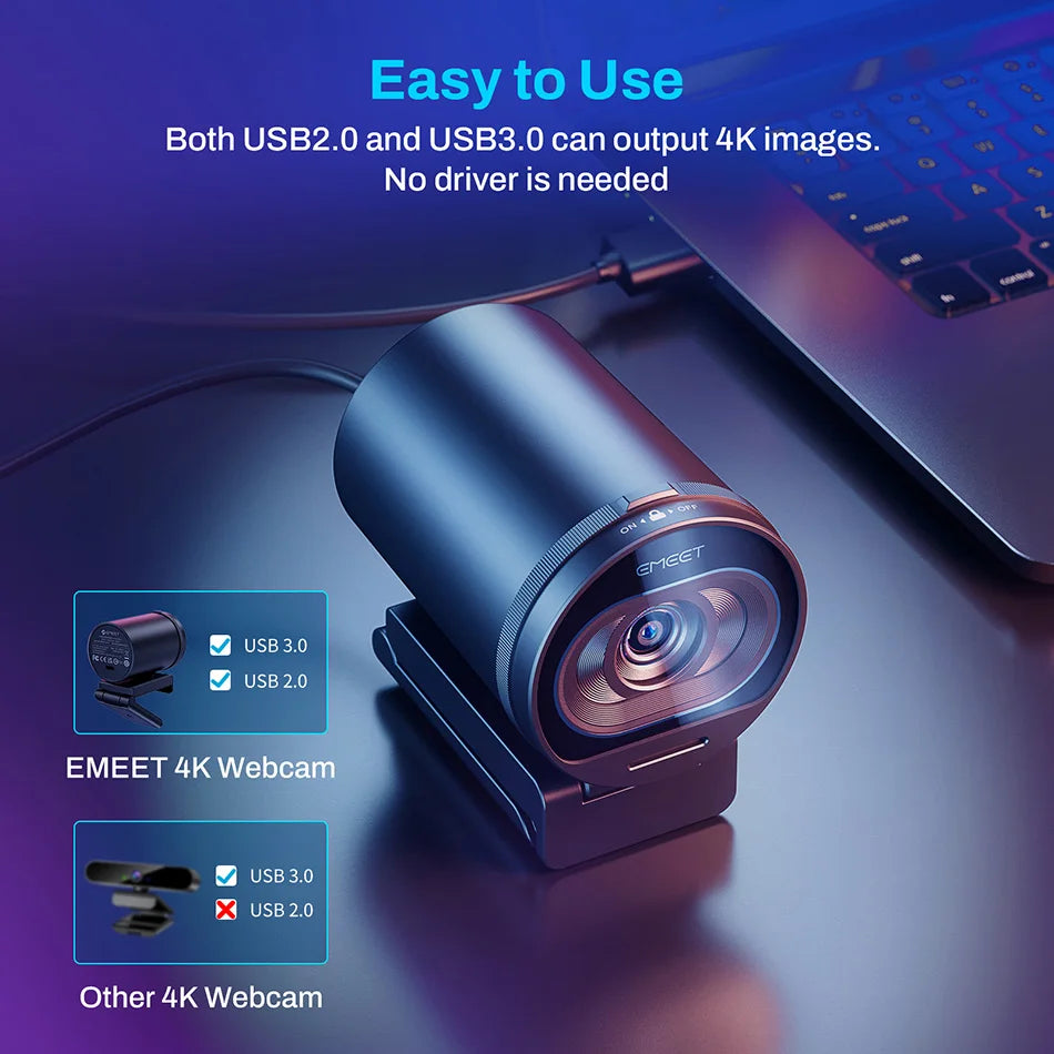 🎥 EMEET S600 4K Streaming Webcam – 1080P @ 60FPS USB Camera with Autofocus & Built‑In Microphones for TikTok & YouTube Live