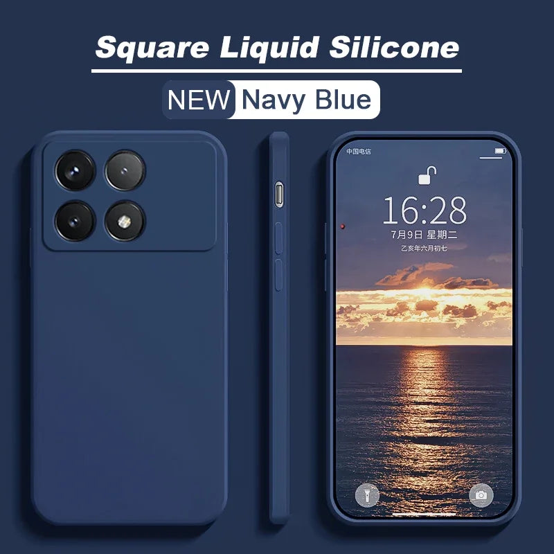 📱 Luxury Liquid Silicone Soft Case for Poco X6 / X6 Pro 5G – Shockproof Back Cover for Xiaomi Poco X6 Series