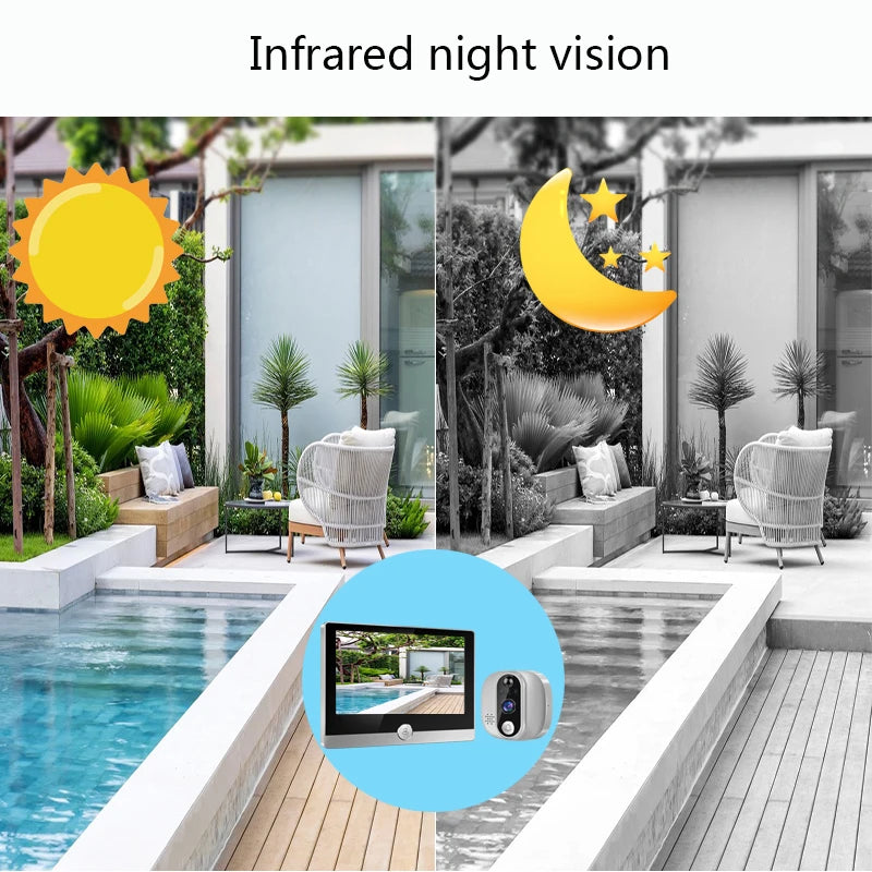 🔔 Security - Tuya Smart WiFi Video Doorbell – 1080P Peephole Camera with 4.3" Display