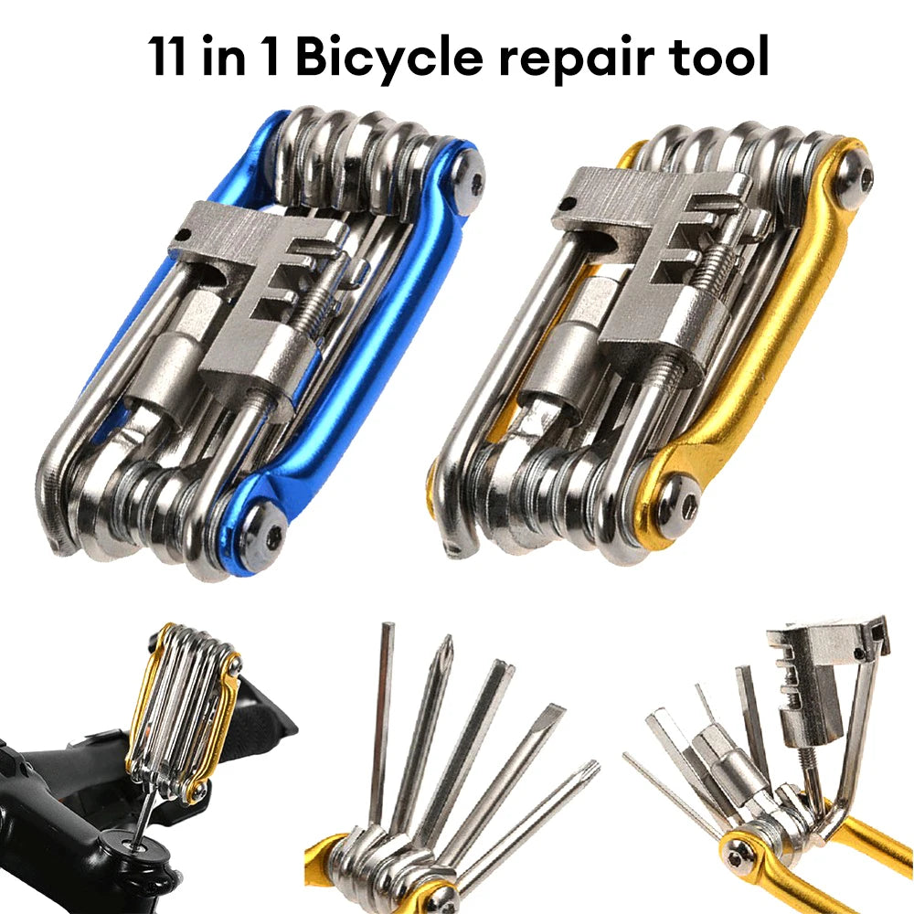 🔧 11-in-1 Bicycle Repair Tool Kit — Mountain Bike Wrench, Screwdriver, Chain Breaker, Hex Key & Spoke Multifunction Cycling Tool Set 🚴‍♂️