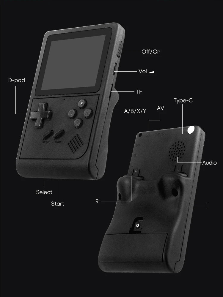 🎮 GB300 Handheld Retro Game Console – Portable Mini Video Game Player with NES/SNES/GBA Emulators – Gift for Kids & Gameboy Fans