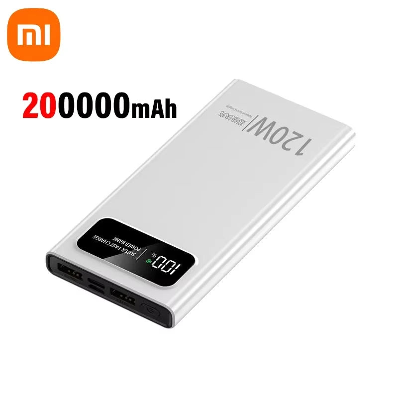 🔋 Xiaomi 200,000mAh Power Bank – 120W Super Fast Charging with Digital Display | High-Capacity Portable Battery for iPhone, Samsung & Huawei
