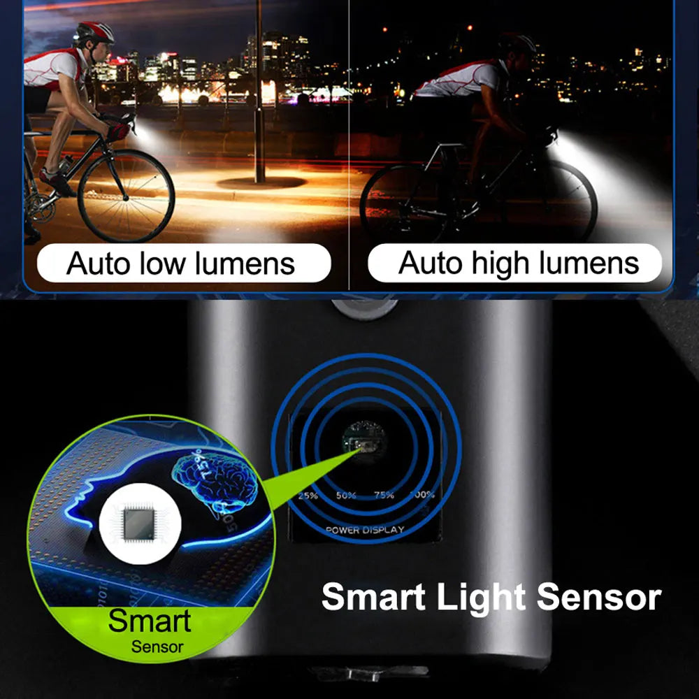 🚴‍♀️ NEWBOLER Smart Bicycle Light – 6000 Lumens, 10000mAh, Waterproof, USB Rechargeable