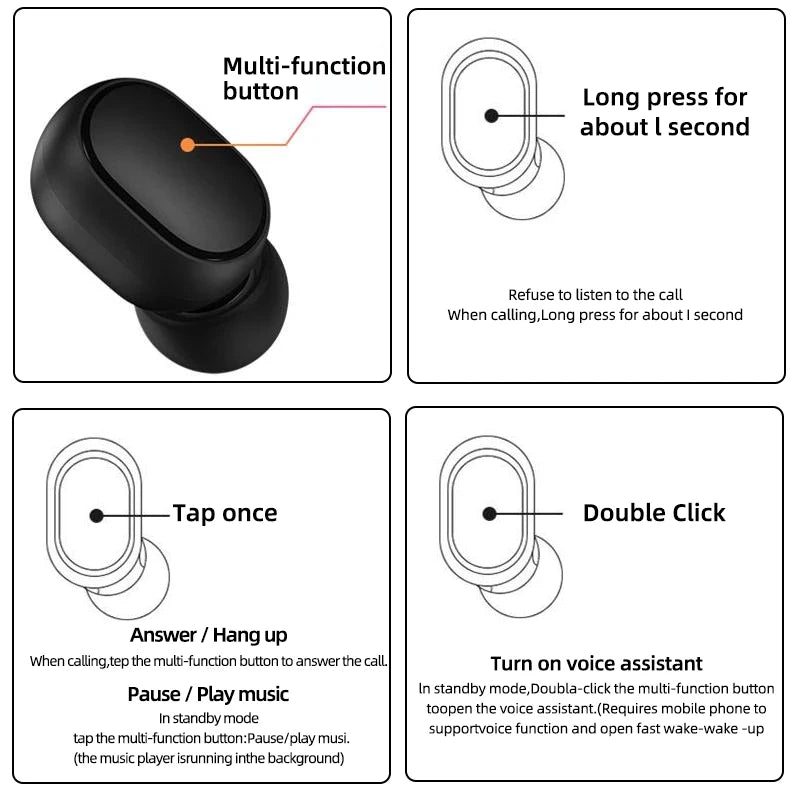 🎧 Xiaomi Redmi Airdots 2 Bluetooth Earphones – Mini Wireless In-Ear Earbuds with Mic for Music, Gaming, Sports & Outdoor Use