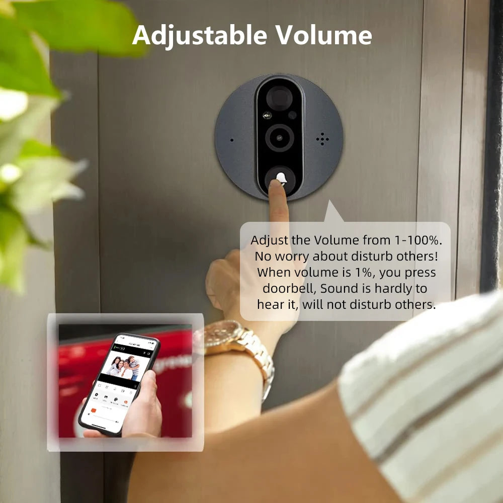 🔔 Security - 4.3" 3MP WiFi Digital Eye Doorbell Peephole Viewer | Tuya Smart Life APP | Battery Powered | 2.4GHz | PIR Camera | Alexa & Google Compatible | Audio & Video