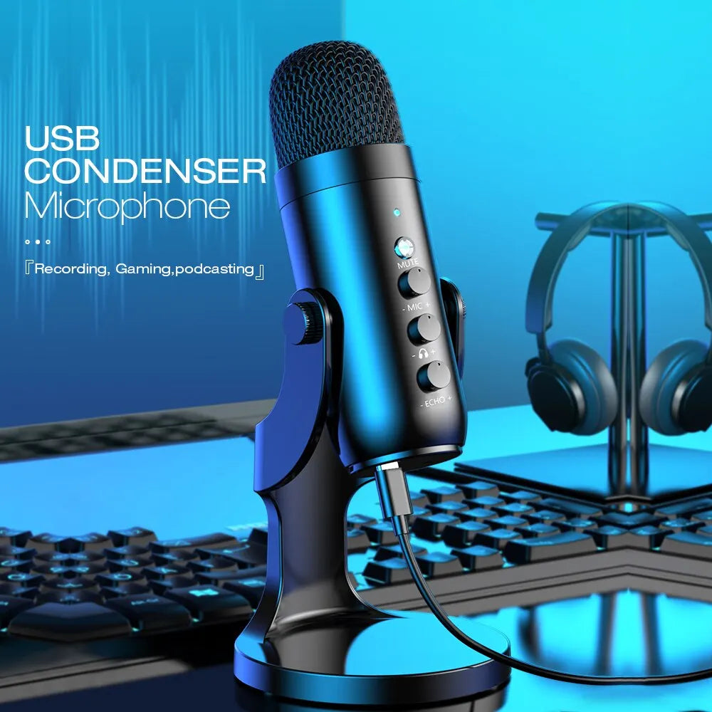 🎙️ Professional Condenser Microphone for Recording, Streaming & Podcasting – With Phone Adapter & Headphone Output