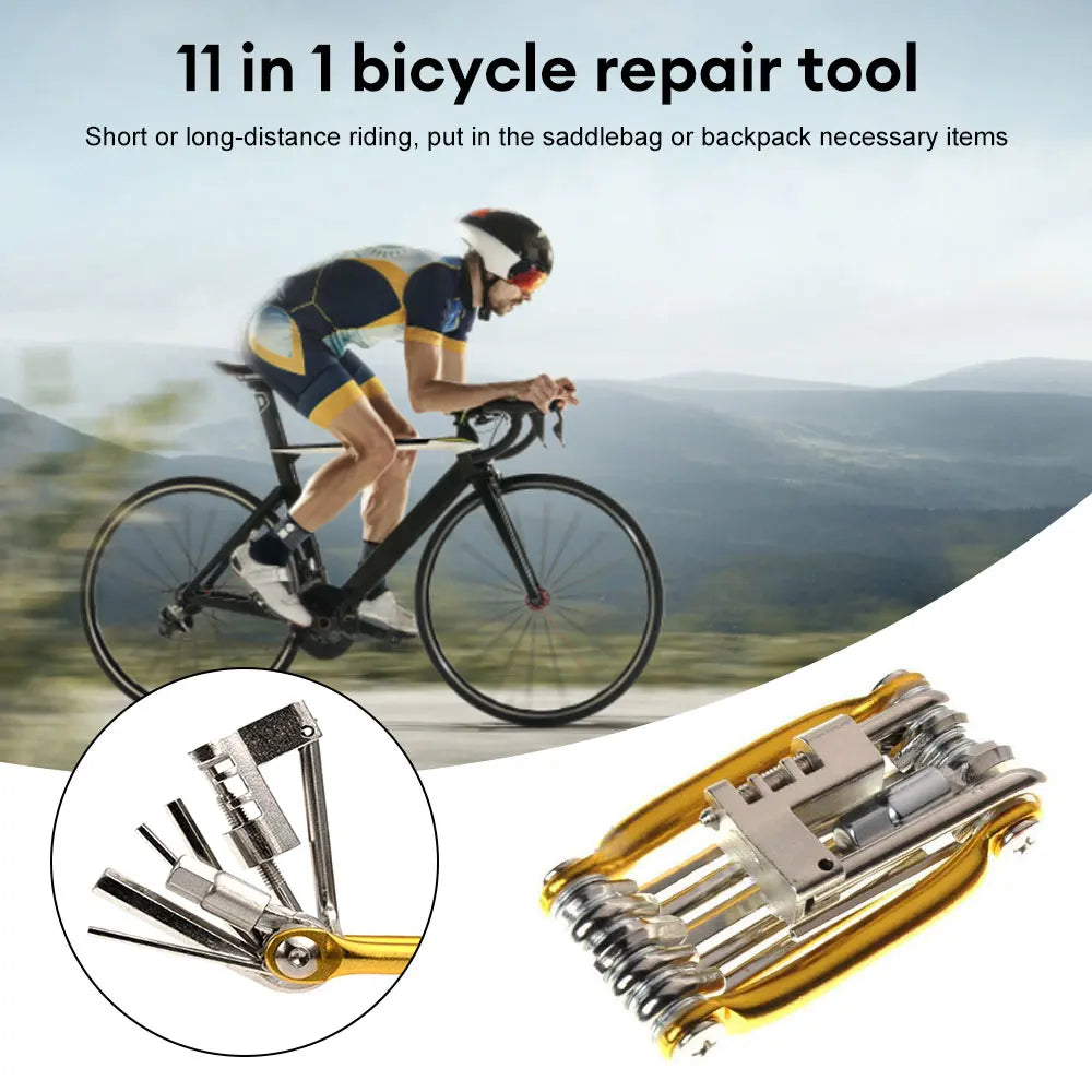 🔧 11-in-1 Bicycle Repair Tool Kit — Mountain Bike Wrench, Screwdriver, Chain Breaker, Hex Key & Spoke Multifunction Cycling Tool Set 🚴‍♂️