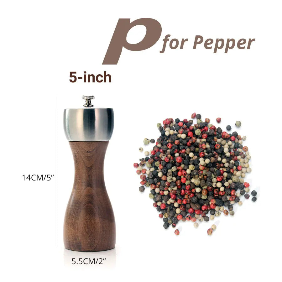🧂 Leeseph Premium Beech Wood Pepper Mill – Salt & Pepper Grinder with Precision Carbon Steel Rotor for Peppercorn, Sea Salt & Spices