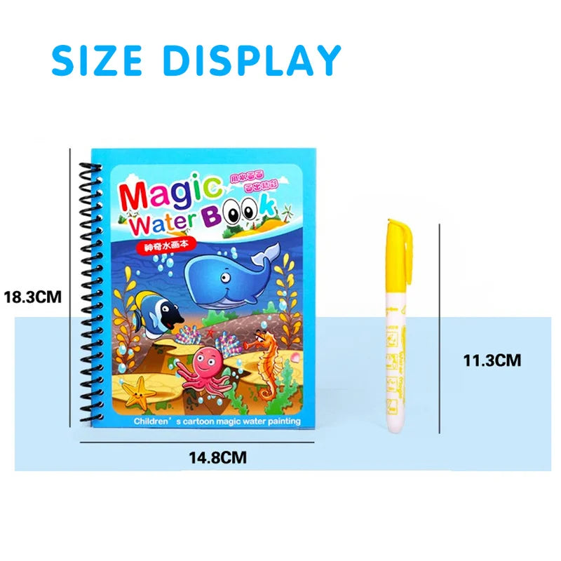 📚✨ Magic Water Drawing Book – Reusable Montessori Sensory Toy