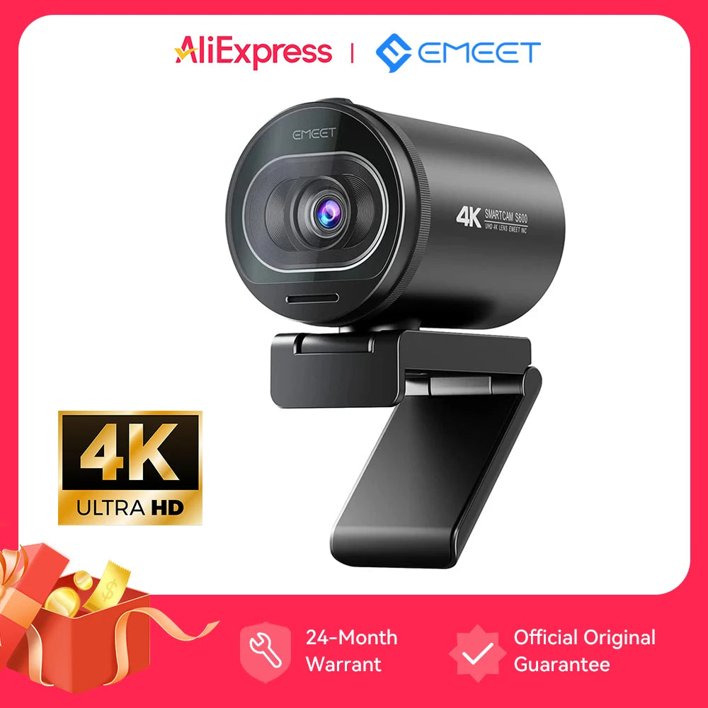 🎥 EMEET S600 4K Streaming Webcam – 1080P @ 60FPS USB Camera with Autofocus & Built‑In Microphones for TikTok & YouTube Live