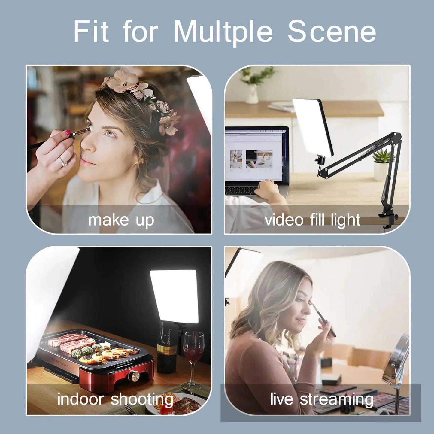 💡 LED Photography Light with Scissor Arm Stand – Selfie & Conference Lamp for Zoom, YouTube, Live Streaming, Photo Studio