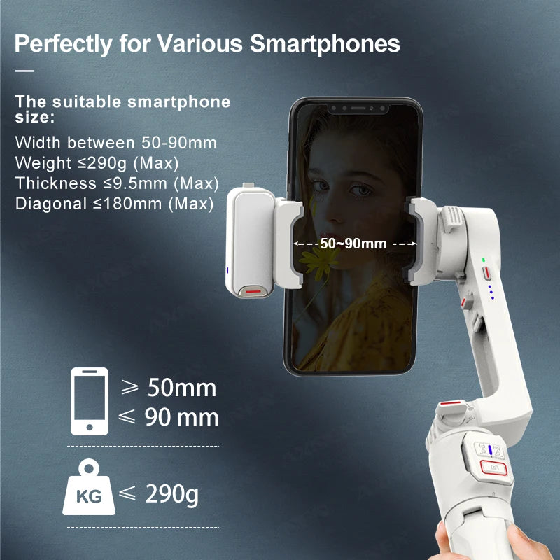 📱 AXNEN A10 Handheld Smartphone Gimbal Stabilizer with Fill Light – Extension Rod & Remote Selfie Stick for iPhone, Samsung & Android Devices