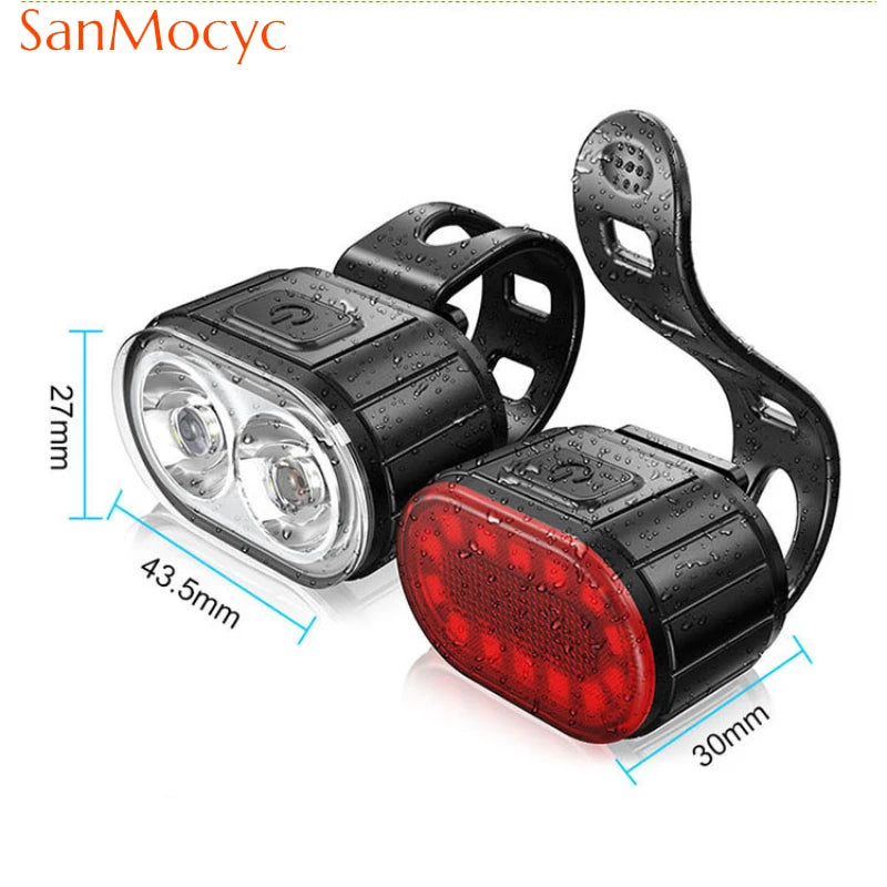 🚴‍♂️ Cycling Bike Front & Rear Light Set – USB Rechargeable Waterproof MTB Headlight & Taillight LED Lantern Accessories