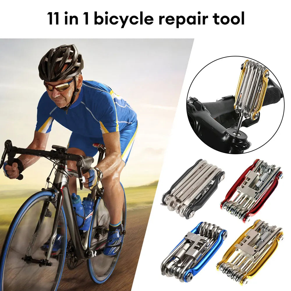 🔧 11-in-1 Bicycle Repair Tool Kit — Mountain Bike Wrench, Screwdriver, Chain Breaker, Hex Key & Spoke Multifunction Cycling Tool Set 🚴‍♂️