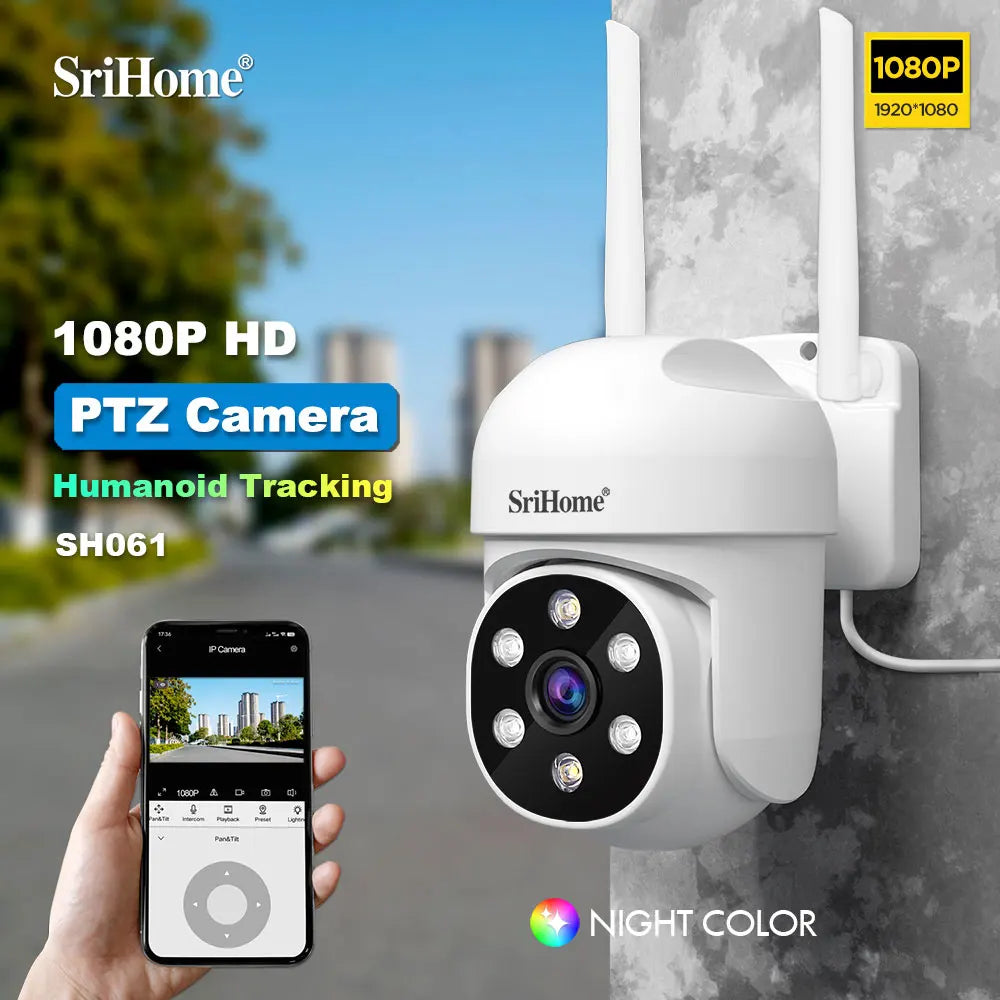 📡Security -  Srihome SH061 Wireless PTZ Monitoring Camera 🎥 1080P HD | 🤖 AI Human Detection | 🌙 Night Vision | 🏠 Home Security | 📹 Video Surveillance CCTV