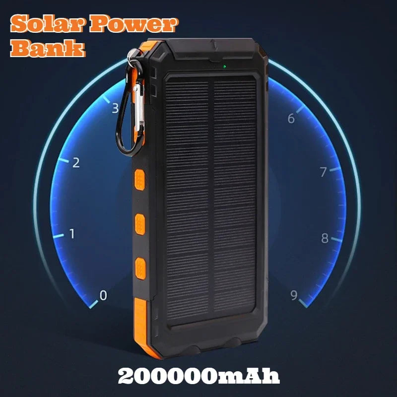 ☀️🔋 200,000mAh Solar Power Bank Ultra-High Capacity | Fast Charging | Outdoor-Ready | Multi-Device Support  Compatible with iPhone · Samsung · Huawei · Tablets · USB Devices